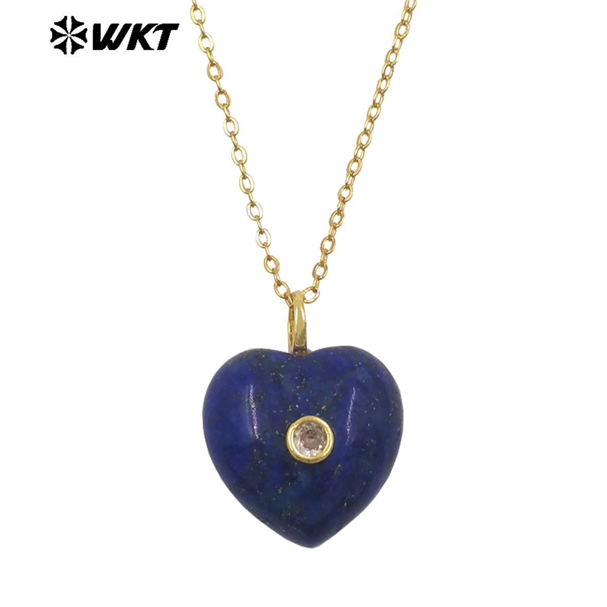 WT-N1531 Romantic Sweet Style Natural Gemstones Heart Shape Gold Charms Necklaces For Dance Party Matching Accessories