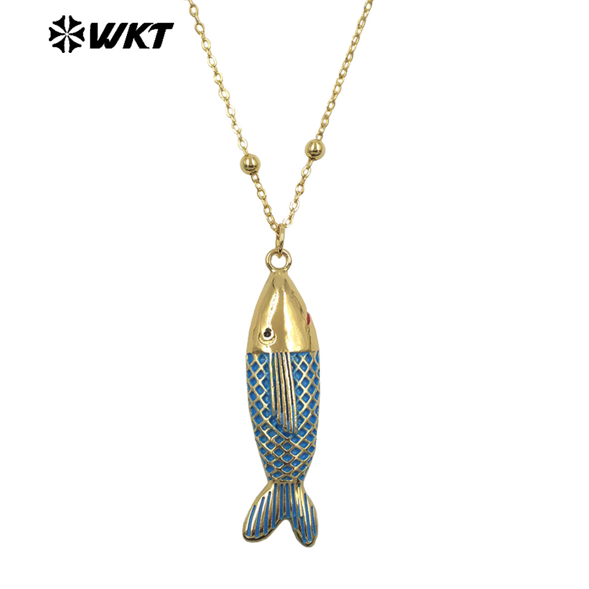 WT-JFN68 Exquisite Gold Plated Chain With Colorful Drop Oil Fish Pendants Necklaces For Women Trendy Wearing Accessory