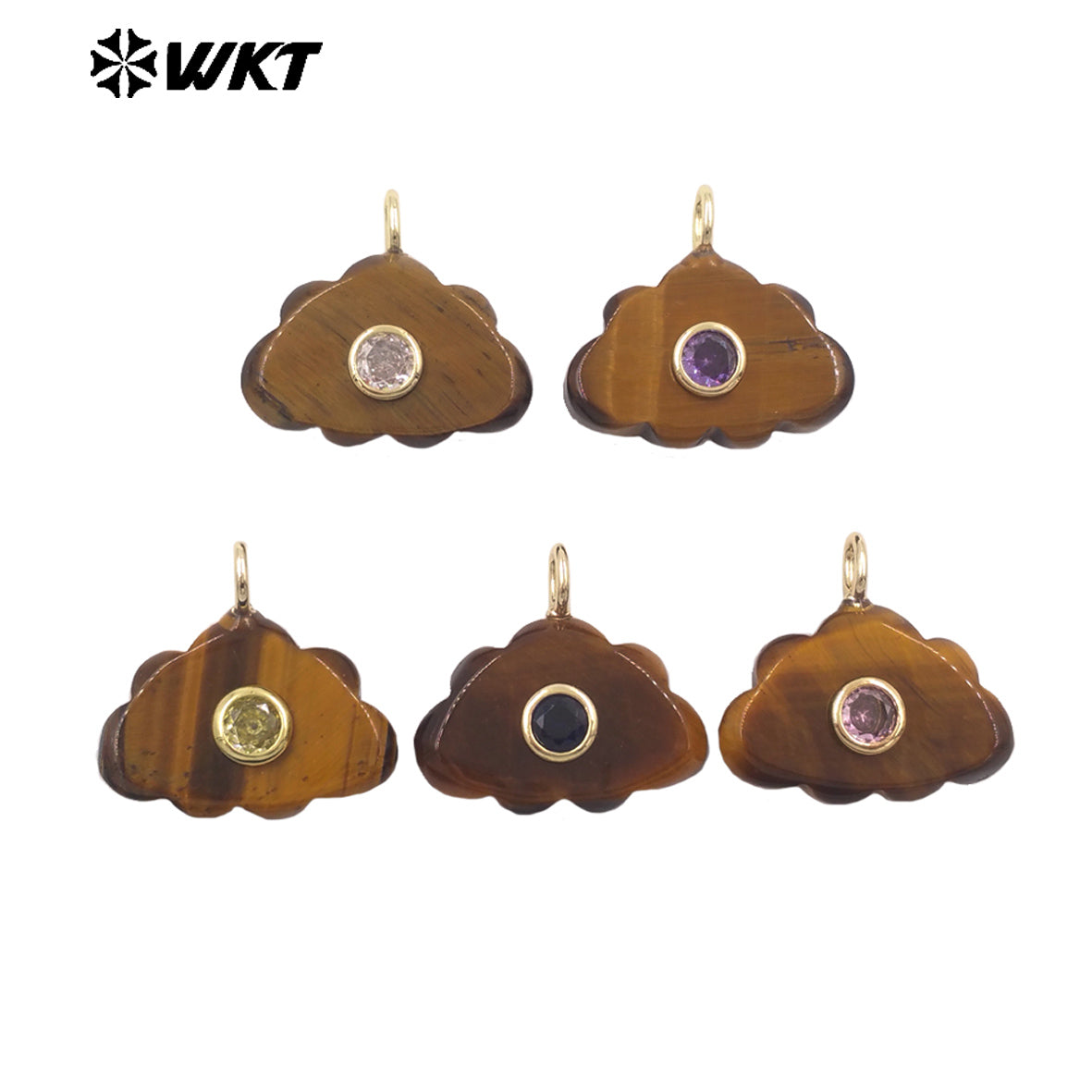 WT-P2135 Lovely Design Multi Colors Zircon And Natural Gemstones Cloud Shape Pendants As Necklace Earrings Making Findings