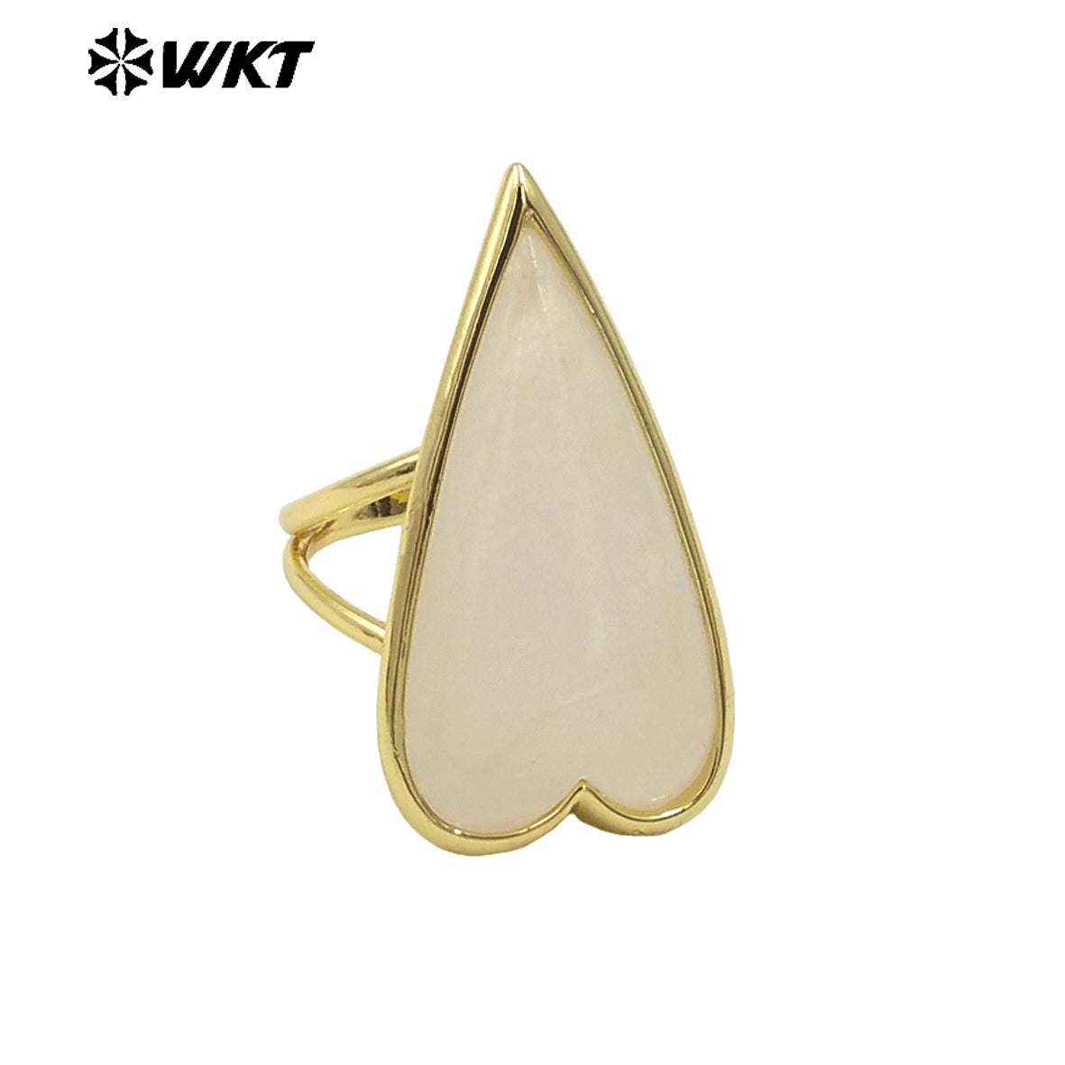 WT-R512 Amazing Long Drop Natural Stone Carved Lovely Heart Rose Quartz Ring for Lady Gift Gold Cute Women Gift
