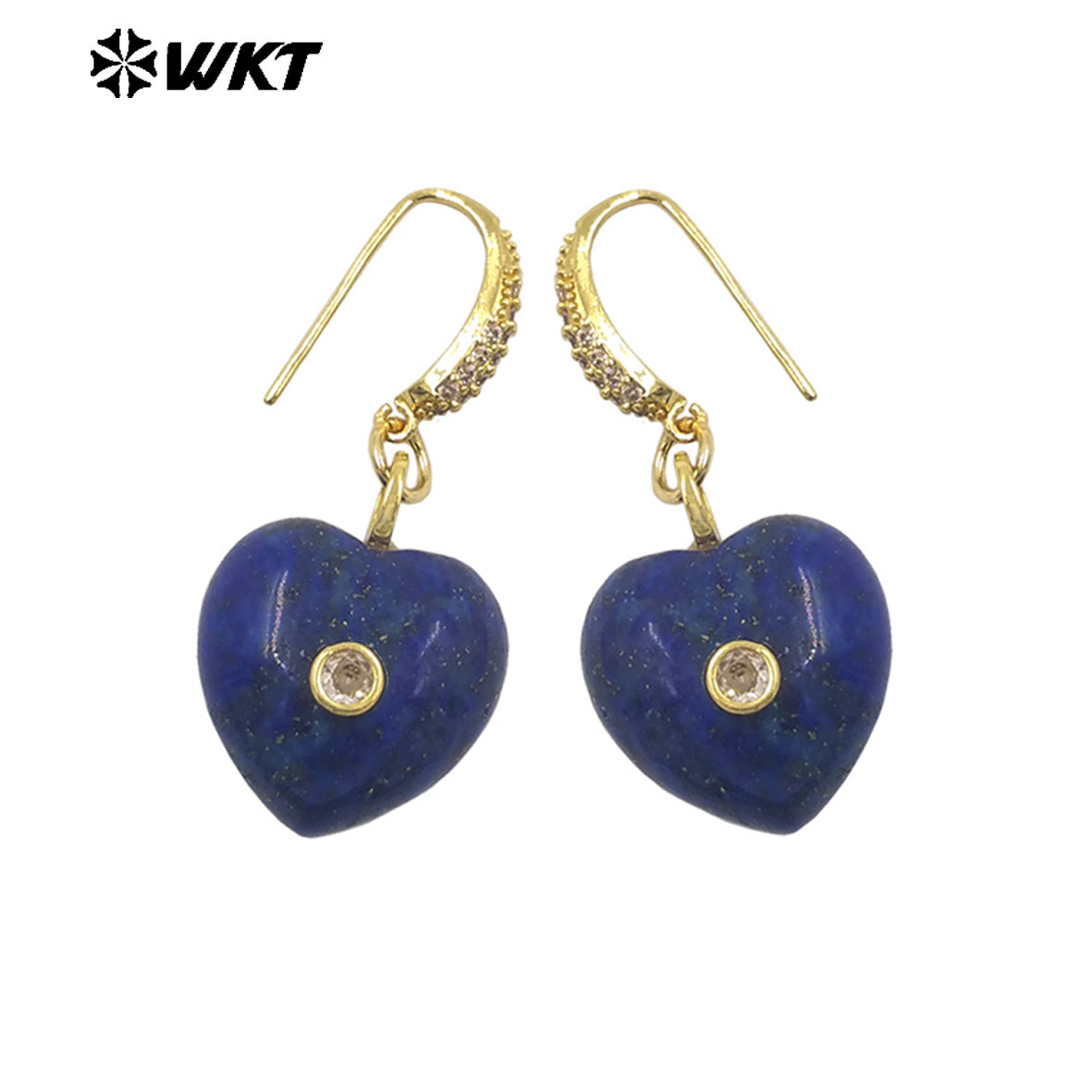 WT-E817 High Quality Zircon And Colorful Natural Gemstone Heart Shape Pendant Earrings As Friends Romantic Jewelry Gifts