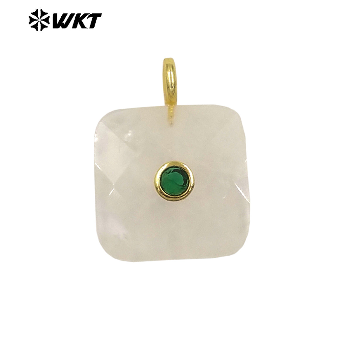 WT-P2089 Factory Wholesale Colorful Zircon And Natural Gemstone Square Gold Pendant For Handmade Jewelry Design Findings