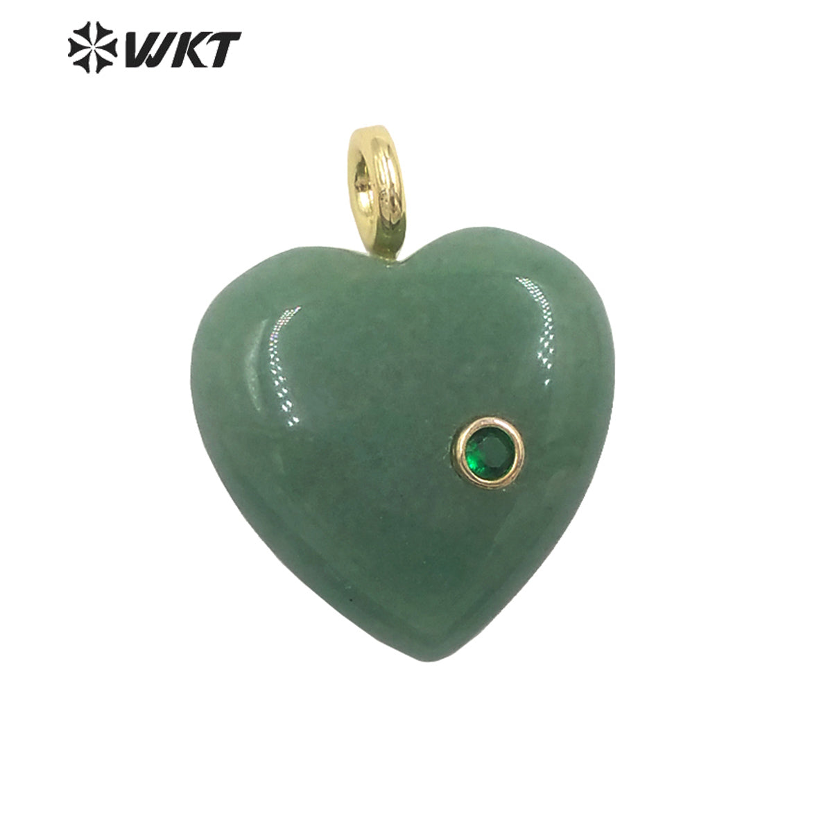 WT-P2028 Factory Wholesale Romantic Style Natural Gemstones And Zircon Heart Shape Pendants For Earrings Design Charms