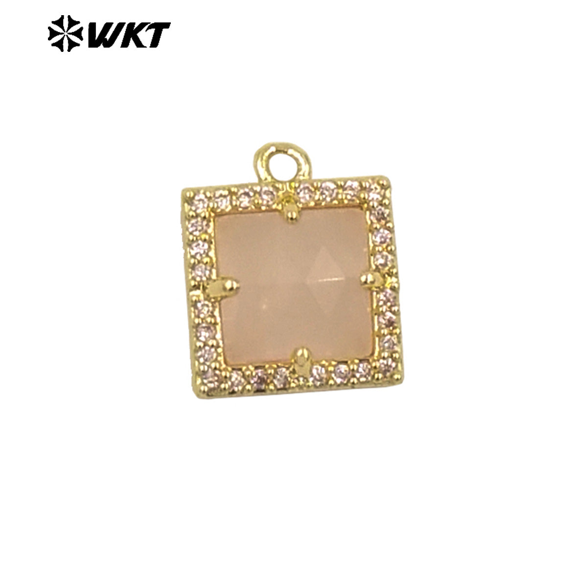WT-P1994 Wholesale Jewelry Colorful Square Shape Gemstone Tiny Pendant With Zircon Paved Earring Fine Accessory Making