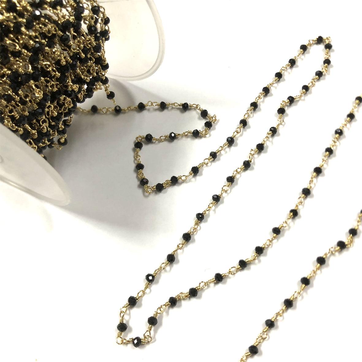 WT-RBC206 New and Beautiful Jewelry and Natural Black Crystal and Brass Making for Women Wire Wrapped Rosary Beads Necklace