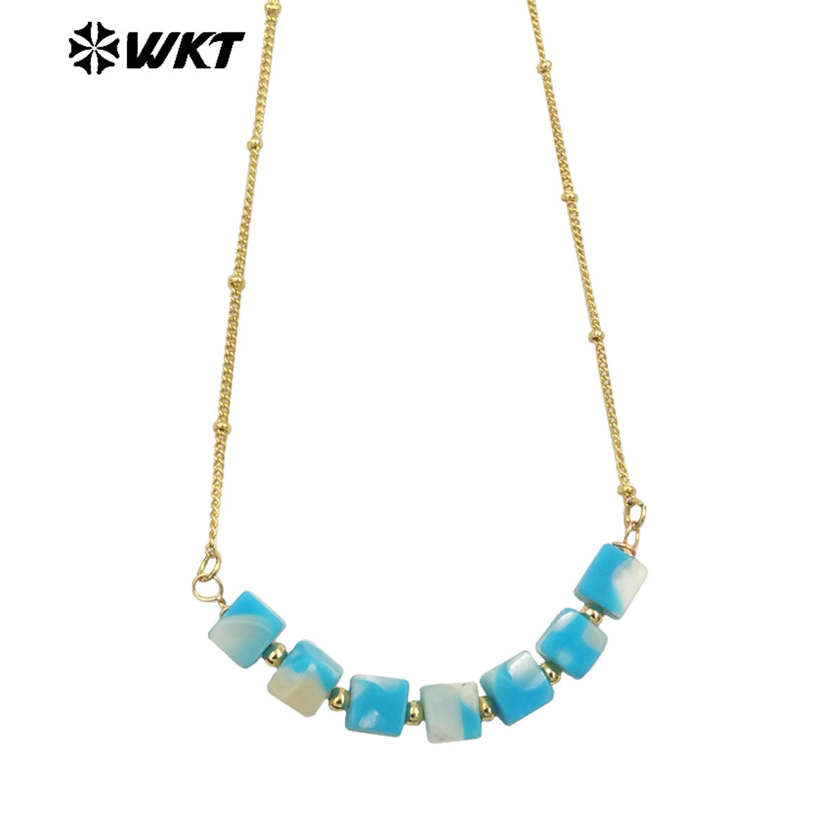 WT-N1469 Wholesale Fashion Elegant Handmade Square Natural Space Shell Beads Necklace Boho Women Style