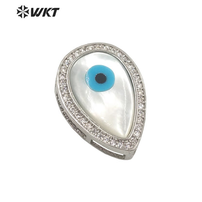 WT-MP203 WKT Exclusive Fashion 18k Real Gold Plated Micro Pave Cubic Zircon Setting White Shell Eye Pendant in Horseeye Shape