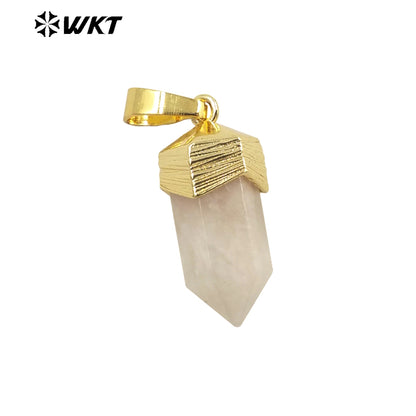 WT-P1915 New Precious Stone Design Pendant 18k Real Gold Plated Claw Setting Oval Amazonite Amethyst Stone Pendants for Birthday