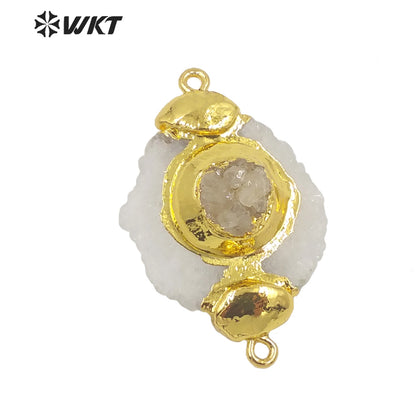 WT-P1772 WKT 2022 Lady Jewelry Style Natural Stone Stalactite Stone Druzy Quartz Flower Shape Fashion Pendants Jewelry Necklace