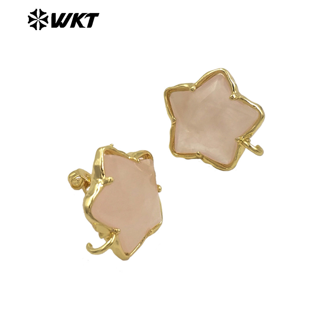 JFE119 Newest Fashion 18K Gold Plated Stone in Prong Setting With One Hoop Star Earring Studs Accessory