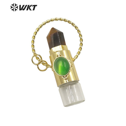WT-N1308 Amazing WKT NEW Natural Stone Spirit Quartz Roller Perfume Bottle Pendant Necklace for Women Gift Stone Bottle Necklace