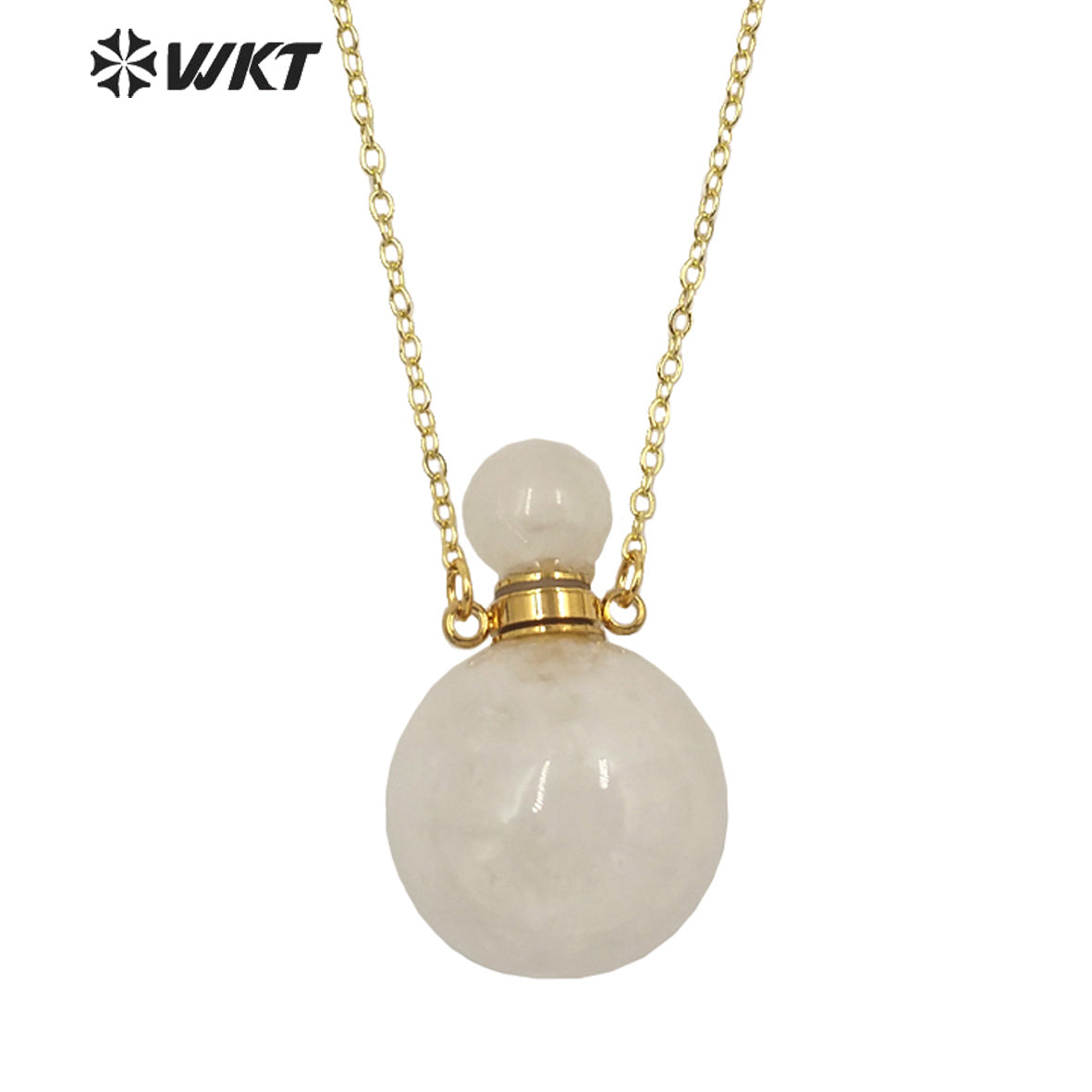WT-N1442 WKT Best 2023 Newest Natural Aura Cluster Quartz Women Simple Hoop Aura Perfume Bottle Necklace