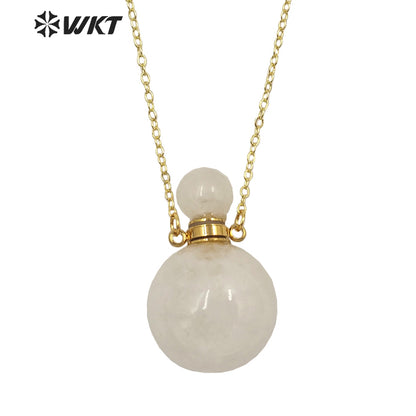 WT-N1442 WKT Best 2023 Newest Natural Aura Cluster Quartz Women Simple Hoop Aura Perfume Bottle Necklace
