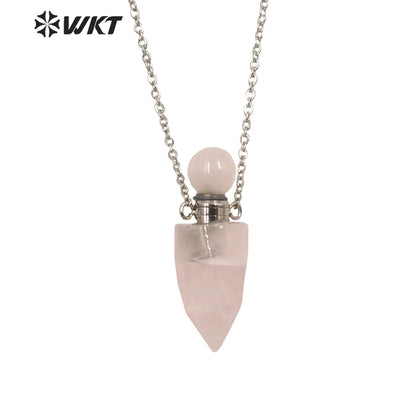 WT-N1370 Attractive Necklace Perfume Bottle Pendant Colorful Stone Pendant Necklace Women Jewelry Natural Stone Necklace