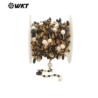WT-RBC239 Wholesale New Handmade Wire Wrapped Natural Gemstone Beads DIY Jewelry Chain for Necklace Design