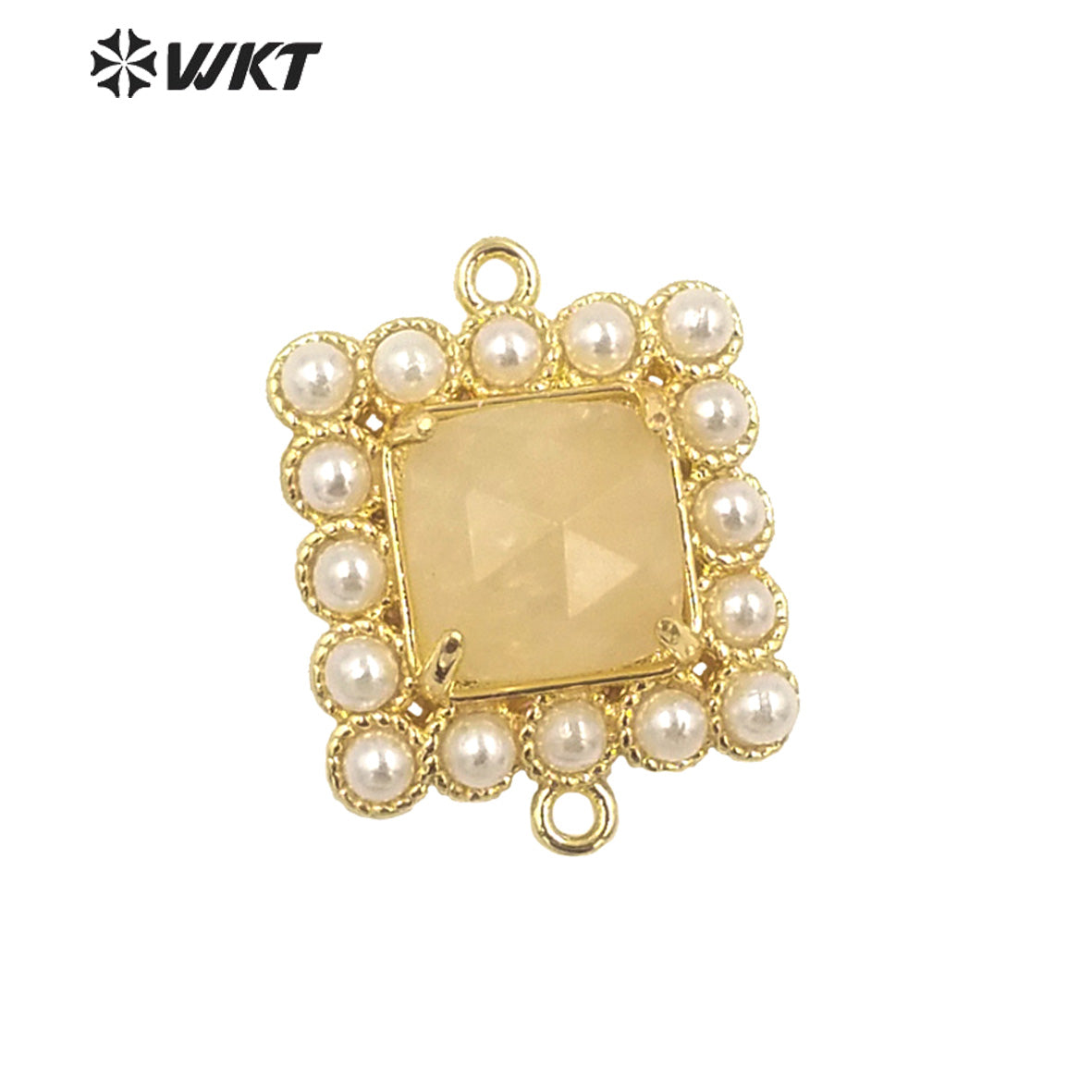 WT-PC004 Wholesale Fashion Gold Double Loops Natural Square Claw Setting Gemstone Connectors for DIY Jewelry Findings