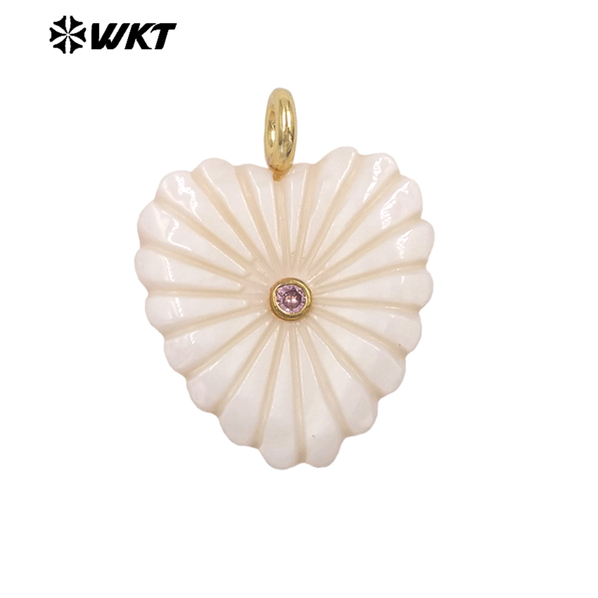 WT-JP526 Newest Exclusive Design Zircon And White Shell Hand Carved Heart Shape Pendant For Girls Romantic Jewelry Decorative
