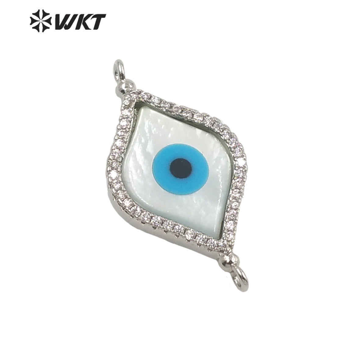 WKT-MP225 White Turkey the Eye Shells Pendant Romantic Fantasy Zircon Inlaid Shine and Moving Fashion Pendant for Lady