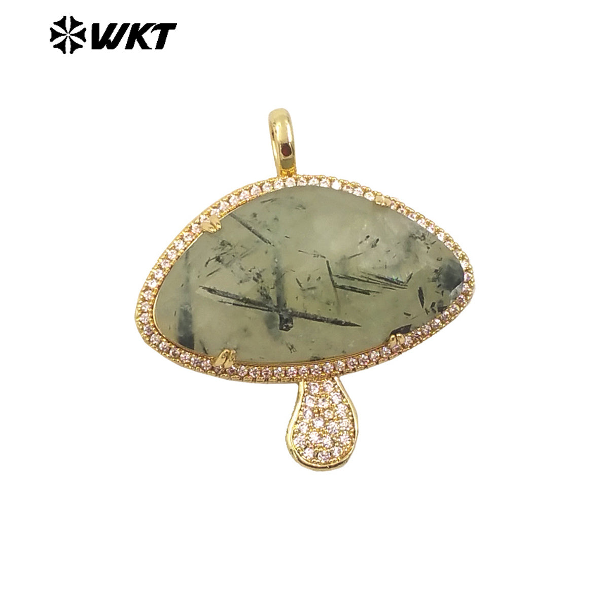WT-MP297 Lovely 18K Real Gold Plated Natural Gemstone Setting America Popular Mushroom Jewelry Pendants Colors Available