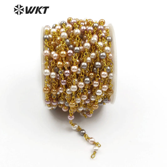 WT-RBC097 New Pearl Multicolor Chain for Jewelry DIY Necklace Bracelet Accessories Jewelry Natural Freshwater Pearl Chain