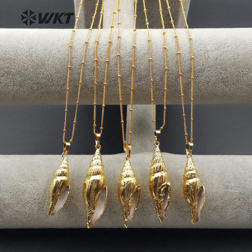 WT-JN020 WKT Wholesale New Fashion Real Gold Plated for Lady Decorate Jewelry Trumpet Shell Necklace