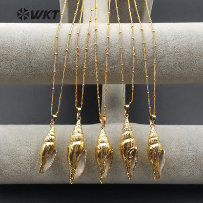 WT-JN020 WKT Wholesale New Fashion Real Gold Plated for Lady Decorate Jewelry Trumpet Shell Necklace