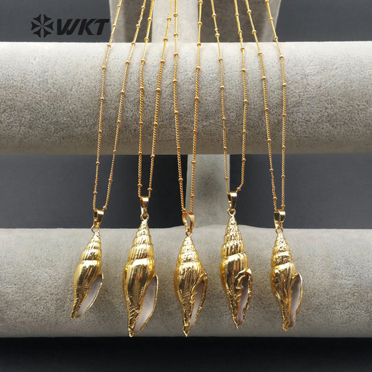 WT-JN020 WKT Wholesale New Fashion Real Gold Plated for Lady Decorate Jewelry Trumpet Shell Necklace
