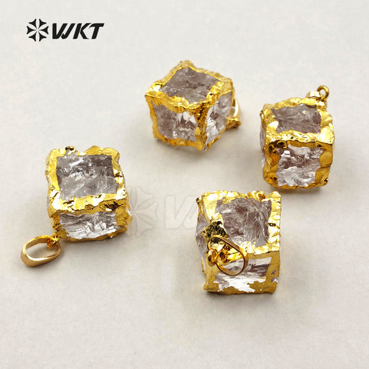 WT-P1227 WKT New Arrival Fashion Jewelry for Women Decoration Jewelry Cubic Shape Crystal Quartz Pendant
