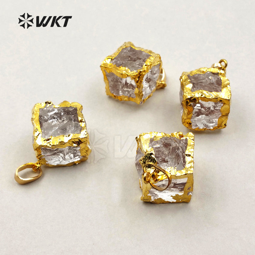 WT-P1227 WKT New Arrival Fashion Jewelry for Women Decoration Jewelry Cubic Shape Crystal Quartz Pendant
