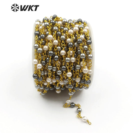 WT-RBC098 Wholesale 20 Meters Mixed Color Jewelry DIY Making Necklace Bracelet Accessories Natural Freshwater Pearl Chain