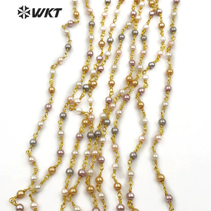 WT-RBC097 New Pearl Multicolor Chain for Jewelry DIY Necklace Bracelet Accessories Jewelry Natural Freshwater Pearl Chain