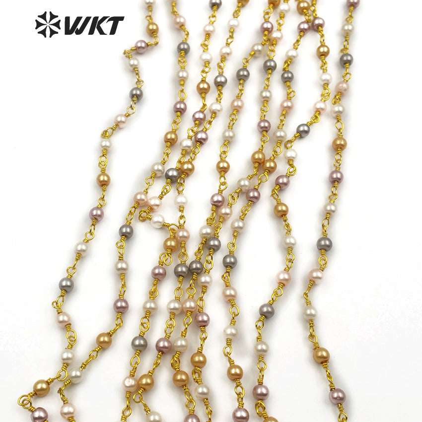 WT-RBC097 New Pearl Multicolor Chain for Jewelry DIY Necklace Bracelet Accessories Jewelry Natural Freshwater Pearl Chain