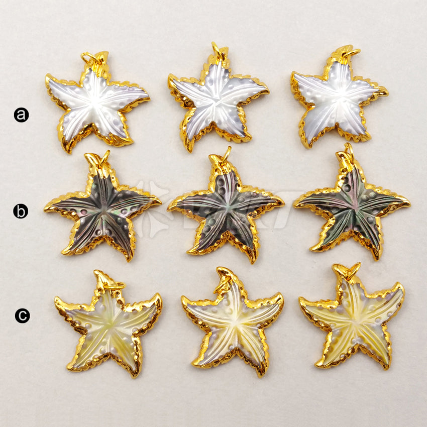 WT-P1188 Wholesale New Arrival Unique Design Pendant Natural Shell Happy Dance Star in White Black Gold with 24K Real Gold Plate