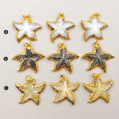 WT-P1188 Wholesale New Arrival Unique Design Pendant Natural Shell Happy Dance Star in White Black Gold with 24K Real Gold Plate