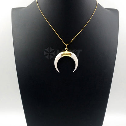 WT-N1068 WKT Wholesale New Fashion Real Gold Plating Jewelry Crescent Shape White Shell Necklace