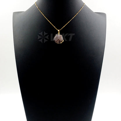 WT-N1086 WKT Wholesale New Fashion Natural Raw Stone Charm 24k Real Gold Plated Agate Ball Necklace
