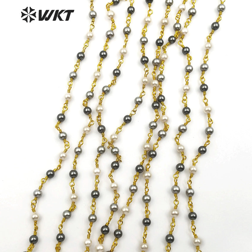 WT-RBC098 Wholesale 20 Meters Mixed Color Jewelry DIY Making Necklace Bracelet Accessories Natural Freshwater Pearl Chain