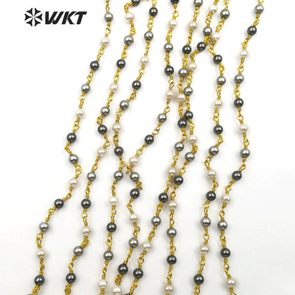 WT-RBC098 Wholesale 20 Meters Mixed Color Jewelry DIY Making Necklace Bracelet Accessories Natural Freshwater Pearl Chain