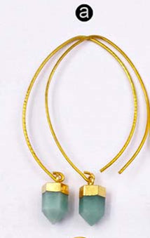 WT-E411 WKT Wholesale Real Gold Plated Bullet Shape With Hook Suitable for Women Tiger Eye Dangle Earrings