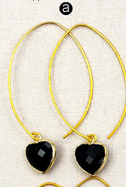 WT-E410 Amethyst Personalized Hook Earring Faceted Natural Heart Stone Drop Women Earring with Jewelry Gift Gold Plated Earring