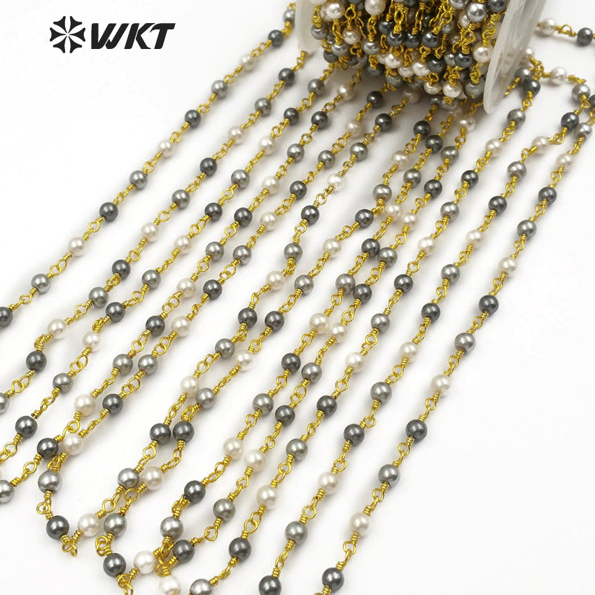 WT-RBC098 Wholesale 20 Meters Mixed Color Jewelry DIY Making Necklace Bracelet Accessories Natural Freshwater Pearl Chain