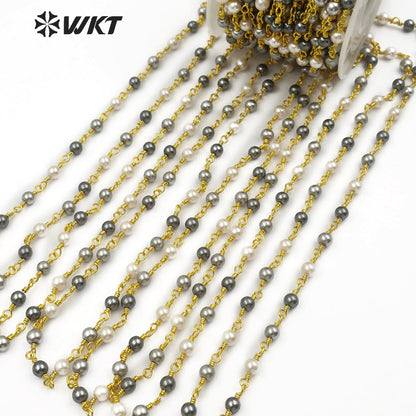 WT-RBC098 Wholesale 20 Meters Mixed Color Jewelry DIY Making Necklace Bracelet Accessories Natural Freshwater Pearl Chain
