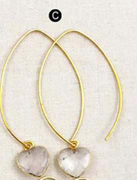 WT-E410 Amethyst Personalized Hook Earring Faceted Natural Heart Stone Drop Women Earring with Jewelry Gift Gold Plated Earring