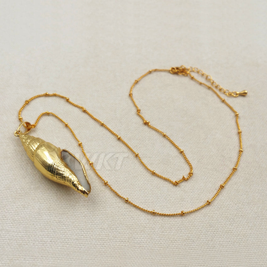 WT-JN020 WKT Wholesale New Fashion Real Gold Plated for Lady Decorate Jewelry Trumpet Shell Necklace