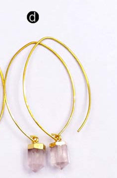 WT-E411 WKT Wholesale Real Gold Plated Bullet Shape With Hook Suitable for Women Tiger Eye Dangle Earrings