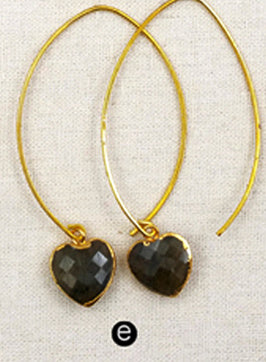 WT-E410 Amethyst Personalized Hook Earring Faceted Natural Heart Stone Drop Women Earring with Jewelry Gift Gold Plated Earring