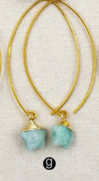 WT-E408 New Arrival ! Multi-optional Natural Gemstone Earrings Exquisite Design Mini Star Shape Earrings Brass Hook Earrings