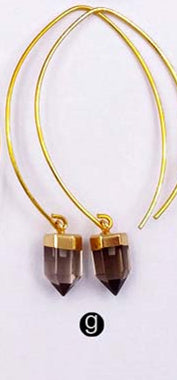 WT-E411 WKT Wholesale Real Gold Plated Bullet Shape With Hook Suitable for Women Tiger Eye Dangle Earrings