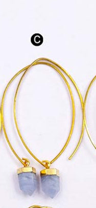 WT-E411 WKT Wholesale Real Gold Plated Bullet Shape With Hook Suitable for Women Tiger Eye Dangle Earrings