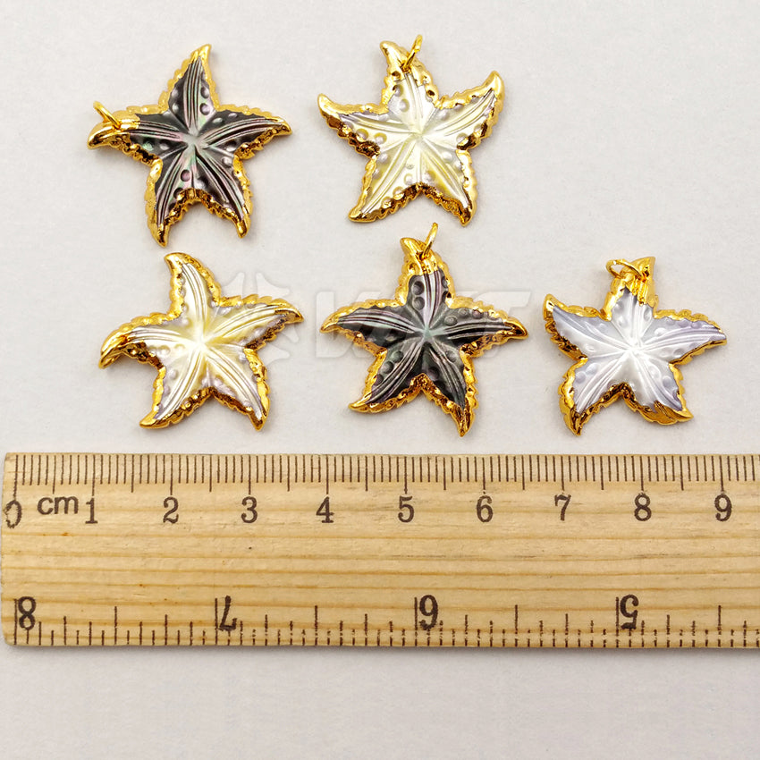 WT-P1188 Wholesale New Arrival Unique Design Pendant Natural Shell Happy Dance Star in White Black Gold with 24K Real Gold Plate